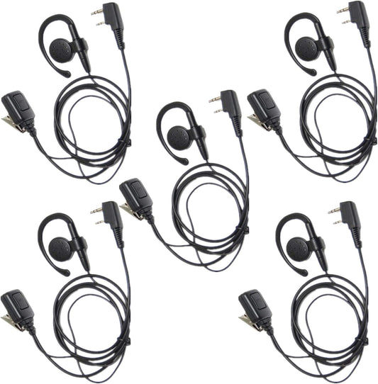 2-Pin Kenwood Security Earpiece – PTT & Mic Included, Pack of 5