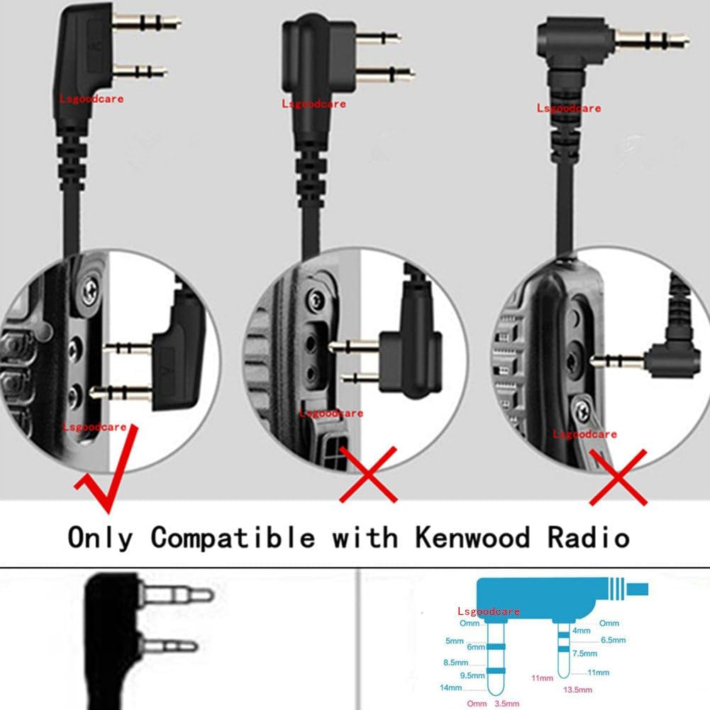 2-Pin Kenwood Security Earpiece – PTT & Mic Included, Pack of 5