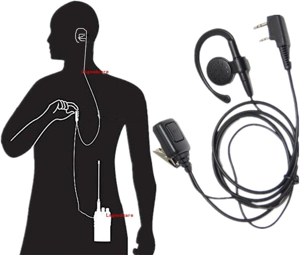 2-Pin Kenwood Security Earpiece – PTT & Mic Included, Pack of 5