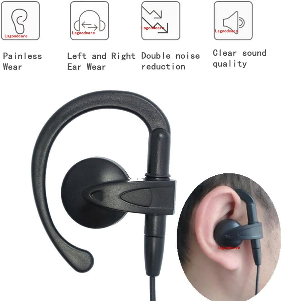 2-Pin Kenwood Security Earpiece – PTT & Mic Included, Pack of 5